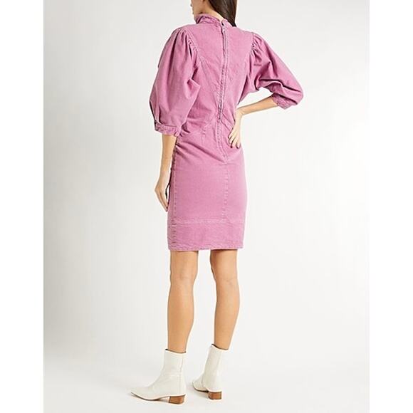 ISABEL MARANT ÉTOILE PUFF SLEEVE DENIM DRESS IN PINK size 34 / us XS - Picture 2 of 15